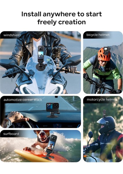 Amagısn DJI/GOPRO/INSTA360 Aksiyon Kamerası Motosiklet Kaskı Kavisli Düz Montajlar Için Esnek Yapışkan Taban (Yurt Dışından)