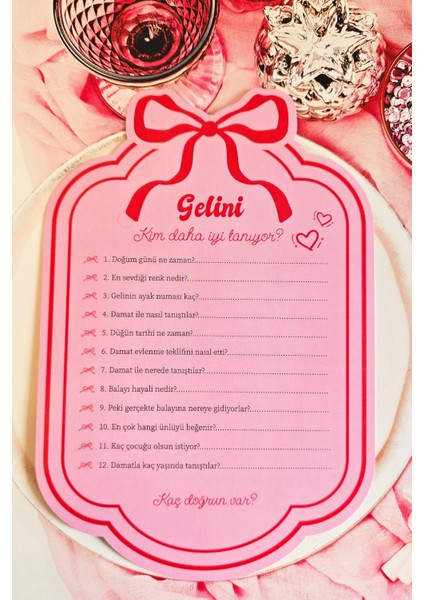 Fiyonk Tasarım Gelini Kim Daha İyi Tanıyor Oyun Soru Kartları 14x20 cm 4 Adet