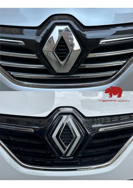 Tearnow Renault Express (2021-2025) Yeni Tasarım Amblem Kaplama Sticker - Piano Black, Siyah & Gri