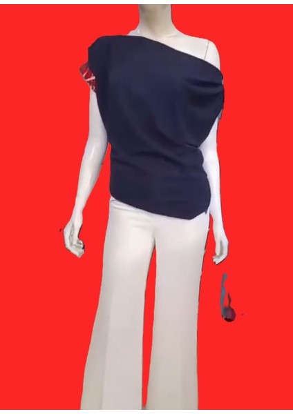 Lacivert Düşük Omuz Bluz
