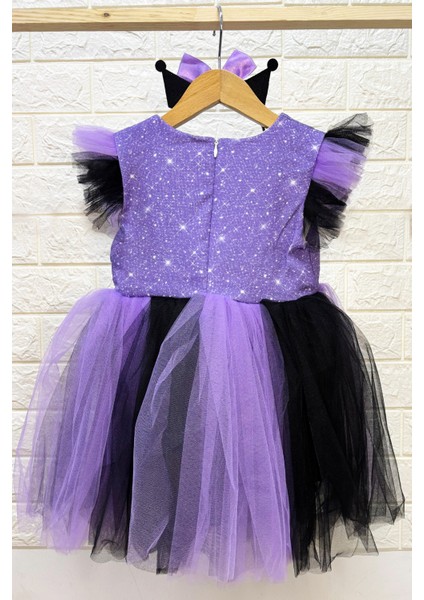 Kız Çocuk Abiye Taç Hediyeli Tüllü Karakter Nakışlı Fırfırlı D16 fiyatları