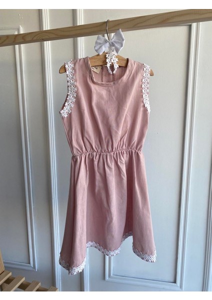 0020 - Kız Çocuk Pudra Elbise Toka Takım modelleri