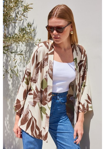 5862 Örme Kimono - Haki