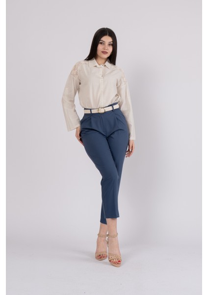 Kemerli Düz Kısa Paça Cepli Pantolon 30224 fırsatları