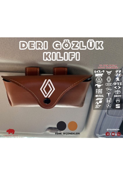 Tearnow Araç Içi Gözlük Tutucu Deri Kılıf - Siyah