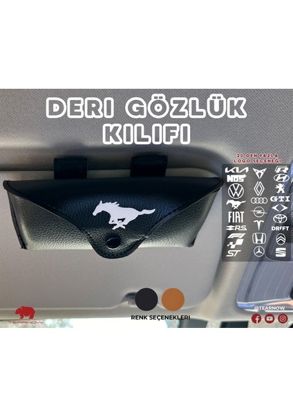 Tearnow Araç Içi Gözlük Tutucu Deri Kılıf - Siyah