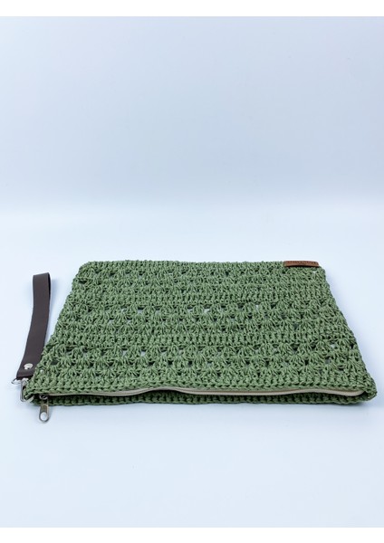 El Yapımı Hasır Portföy Kağıt Ip Clutch Çanta / En 32 Cm. Uzunluk 21 Cm.
