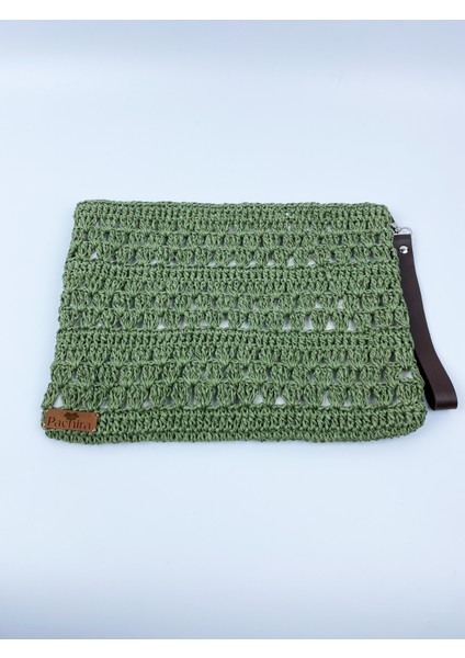 El Yapımı Hasır Portföy Kağıt Ip Clutch Çanta / En 32 Cm. Uzunluk 21 Cm.