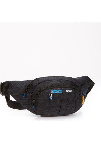 Unisex Impertex Kumaş Kulaklık Çıkışlı Suya Dayanıklı Omuz ve Bel Çantası Çapraz Askılı Siyah 306