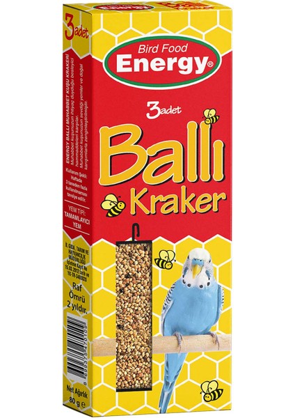 Ballı Muhabbet Kuşu Krakeri 3 ' Lü