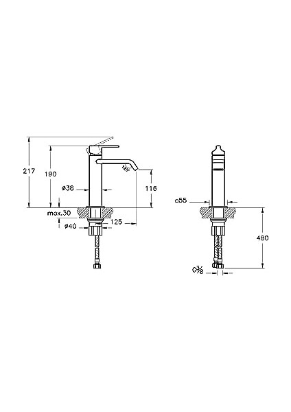 Suit A4281629 Lavabo Bataryası Üstten, Soft Altın