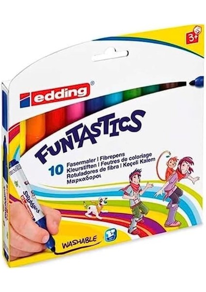 14 Funtastıcs Çocuklar Için Kalın Uçlu Keçeli Kalem 10'lu Set - 2-3 mm Yuvarlak Uç