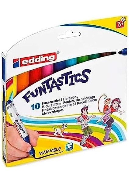 14 Funtastıcs Çocuklar Için Kalın Uçlu Keçeli Kalem 10'lu Set - 2-3 mm Yuvarlak Uç