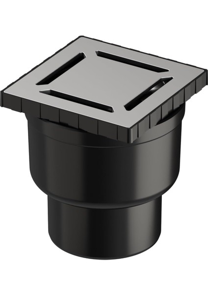 V-Flow Kare 5608276 Duş Kanalı, Alttan Çıkışlı, 10X10 Cm, Dk 100 Kapak, Mat Krom