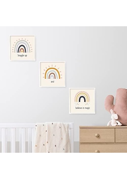 Odasına Özel Minimal Gökkuşağı Tasarımlı Çerçeve - 20 x 20 cm , Yeniden Kullanılabilir Yapışkanlı