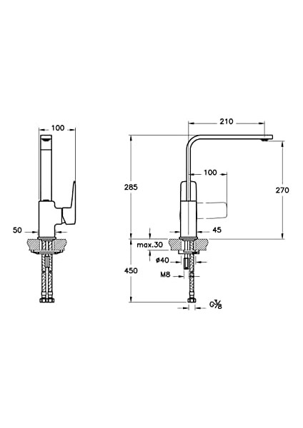 Root Square A42753ENR Blueco Eviye Bataryası, Krom