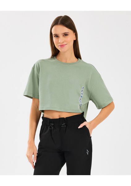 W Crop Fit Graphic Tee T-Shirt Kadın Mavi Tshirt S2510145-306