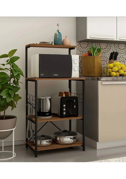 Mutfak Standı Espresso Makinesi Standı Kahve Köşesi Mutfak Rafı Çam