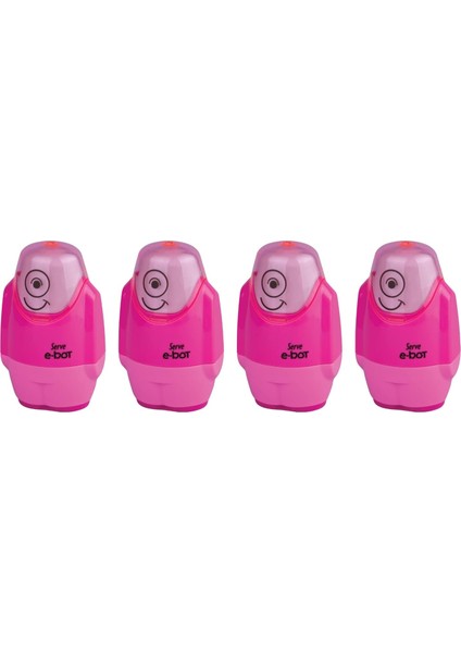 E-Bot Silgili Kalemtıraş Fosforlu Pembe 4lu Set
