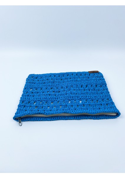 El Yapımı Hasır Portföy Kağıt Ip Clutch Çanta / En 32 Cm. Uzunluk 21 Cm.