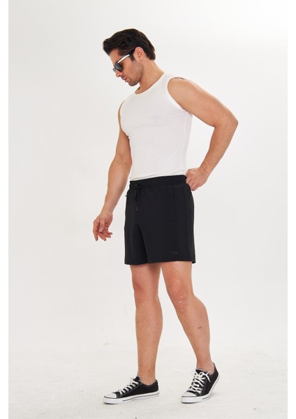 Erkek Stretchfit Içi Astarlı Esnek Sporcu Şortu Siyah 2658-S