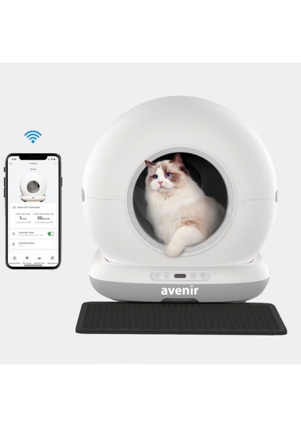 AV-CB02W Akıllı Otomatik Kedi Tuvaleti App Kontrol Koku Yapmayan Kum Kabı