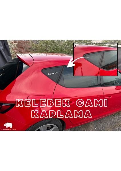 Leon Mk3 (2012-2019) Kelebek Camı Kaplama Sticker, Petek Folyo - Mat Siyah & Hologram