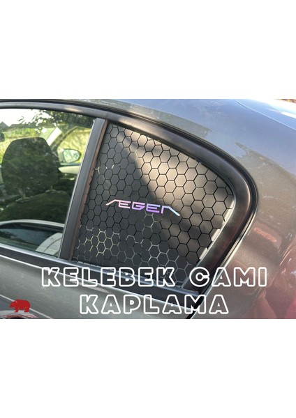 Leon Mk3 (2012-2019) Kelebek Camı Kaplama Sticker, Petek Folyo - Mat Siyah & Hologram