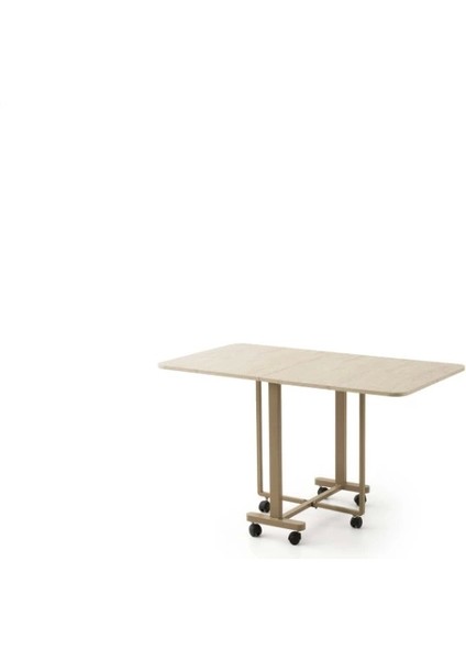 Katlanır Portatif Tekerlekli Mutfak Masa Sandalye Takımı Bej indirimleri