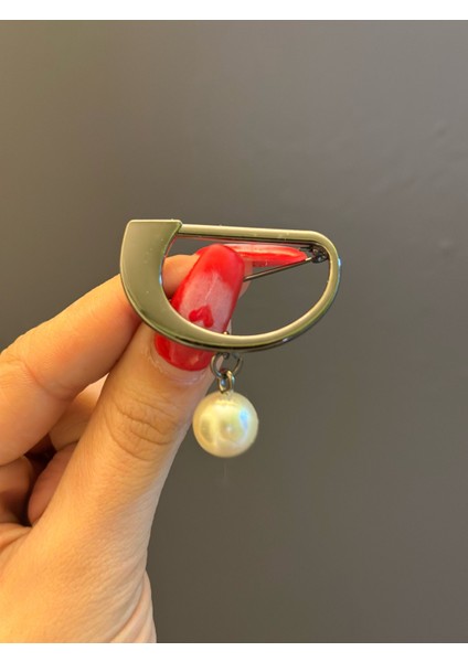 Çelik Inci Boncuklu Tasarım Broş Yaka Giyim Türban Aksesuarı 4x2 cm fırsatları