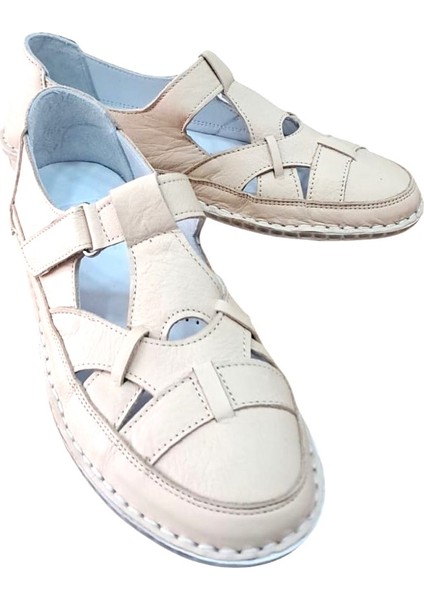 1025 Kadın Deri Casual Comfort Ayakkabı Bej