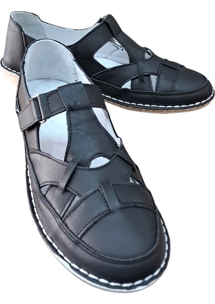 1025 Kadın Deri Casual Comfort Ayakkabı Siyah