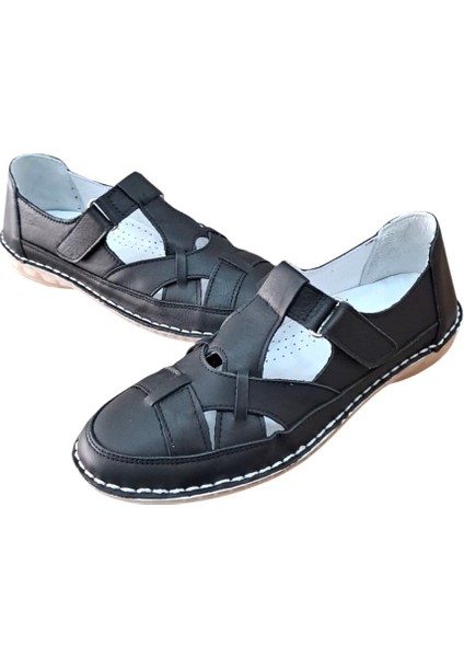 1025 Kadın Deri Casual Comfort Ayakkabı Siyah