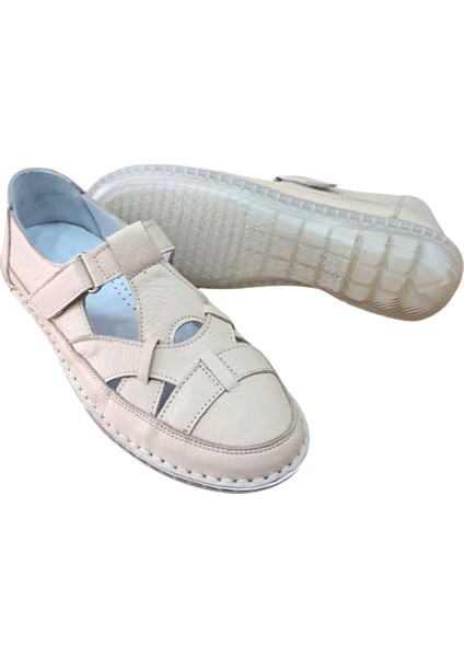 1025 Kadın Deri Casual Comfort Ayakkabı Bej