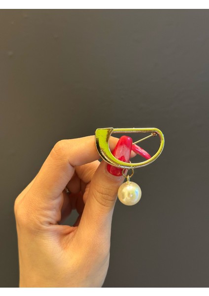 Çelik Inci Boncuklu Tasarım Broş Yaka Giyim Türban Aksesuarı 4x2 cm fiyatları