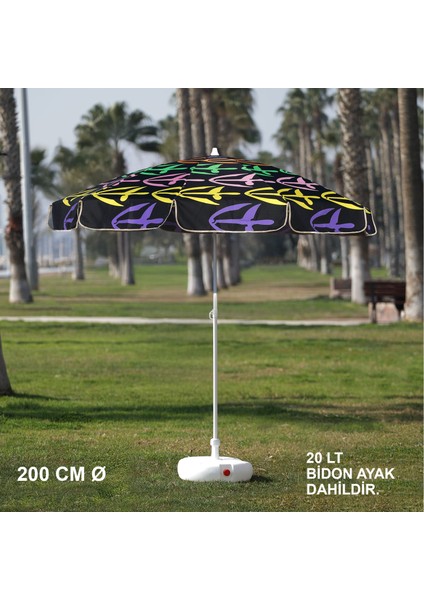 Çok Renkli Plaj Şemsiyesi 200 cm Ø (Bidon Ayak Dahil)