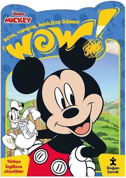 Wow! Disney Junior Mickey Boyama Kitabı - Boya Yapıştır Ingilizce Öğren! Türkçe Ingilizce Sözcükle