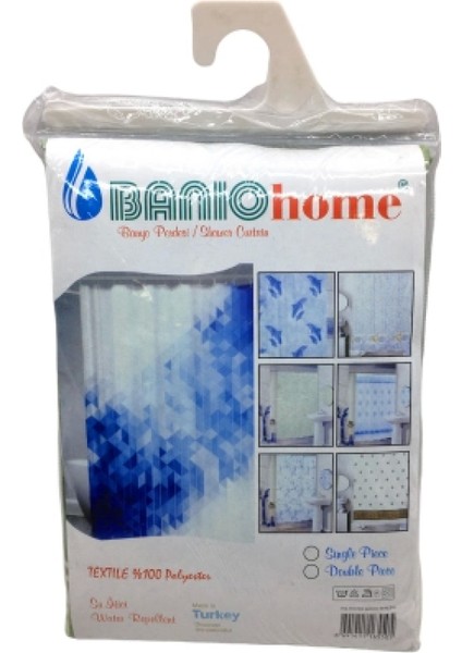 Polyester Çift Kanat Su Itici Banyo Perdesi 90X200CM (4887)