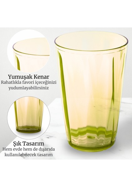| Meşrubat Bardağı, Sarı, Kırılmaz, Cam Görünümlü Plastik Bardak, 400 ml