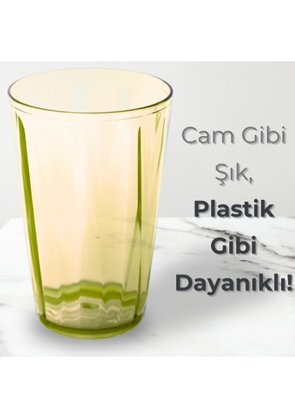 | Meşrubat Bardağı, Sarı, Kırılmaz, Cam Görünümlü Plastik Bardak, 400 ml