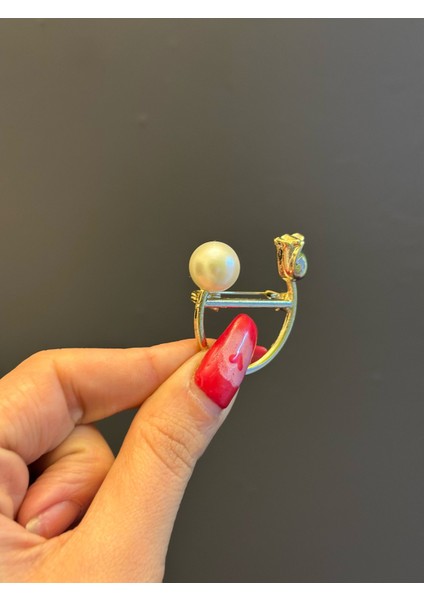 4x3 cm Laleli Incili Tasarım Broş Yaka Türban Giyim Aksesuarı fiyatları