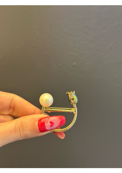 4x3 cm Laleli Incili Tasarım Broş Yaka Türban Giyim Aksesuarı modelleri