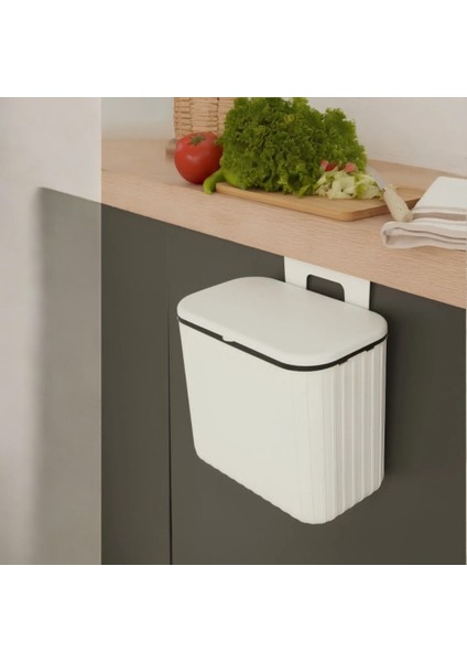 Asılabilir Çöp Kovası Tırtıklı 8 Lt Beyaz