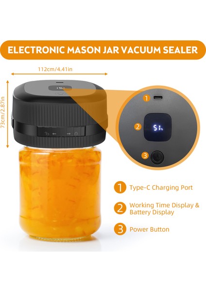 Elektrikli Mason Kavanozu Vakum Sızdırmazlık Cihazı 60KPA Güçlü Emmeli Şarj Edilebilir Kablosuz (Yurt Dışından) modelleri