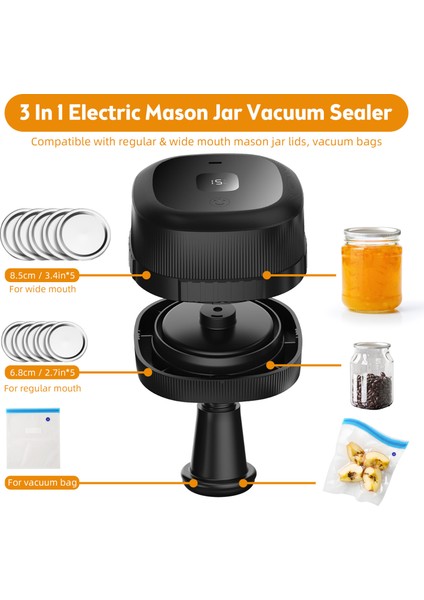 Elektrikli Mason Kavanozu Vakum Sızdırmazlık Cihazı 60KPA Güçlü Emmeli Şarj Edilebilir Kablosuz (Yurt Dışından) fırsatları