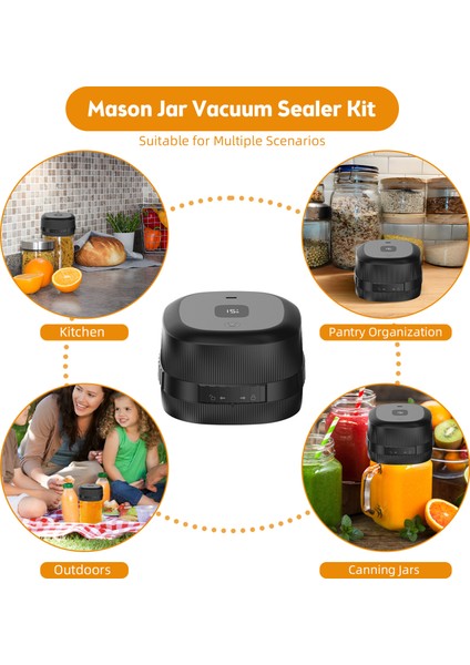 Elektrikli Mason Kavanozu Vakum Sızdırmazlık Cihazı 60KPA Güçlü Emmeli Şarj Edilebilir Kablosuz (Yurt Dışından) indirimleri