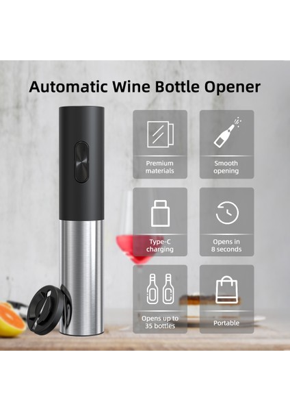 Elektrikli Şarap Şapkası Açacağı Typec Şarj Edilebilir Tek Tuşlu (Yurt Dışından) indirimleri