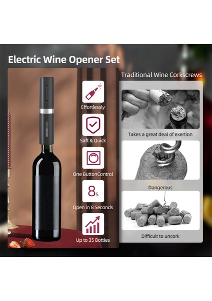 Şarj Edilebilir Otomatik Şarap Açacağı ve Bırakıcı Vakum Koruma Tıkacı (Yurt Dışından) modelleri