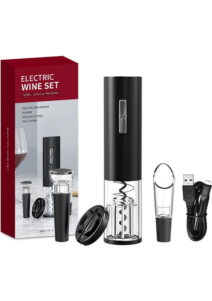 Elektrikli Şarj Edilebilir USB Şarap Şapkası Açıcı Otomatik Tıkacı Foil Kesici (Yurt Dışından)
