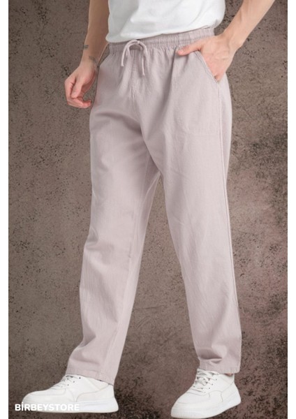 Yazlık Keten Pantolon Ham Bez Eşofman Beli Lastikli Unisex Rahat Kalıp Hambez Büyük Beden Alt Eşofman %100 Pamuk
